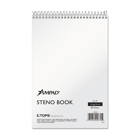 Ampad/ Of Amercn Pd&Ppr Ampad, STENO BOOKS, GREGG RULE, 6 X 9, WHITE, 80 SHEETS 25774